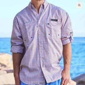 Southern Marsh size 2X Red Blue Harbor Cay Fishing Shirt - Abaco Grid Outdoor